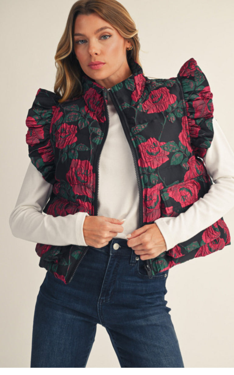 Floral Puffer Vest