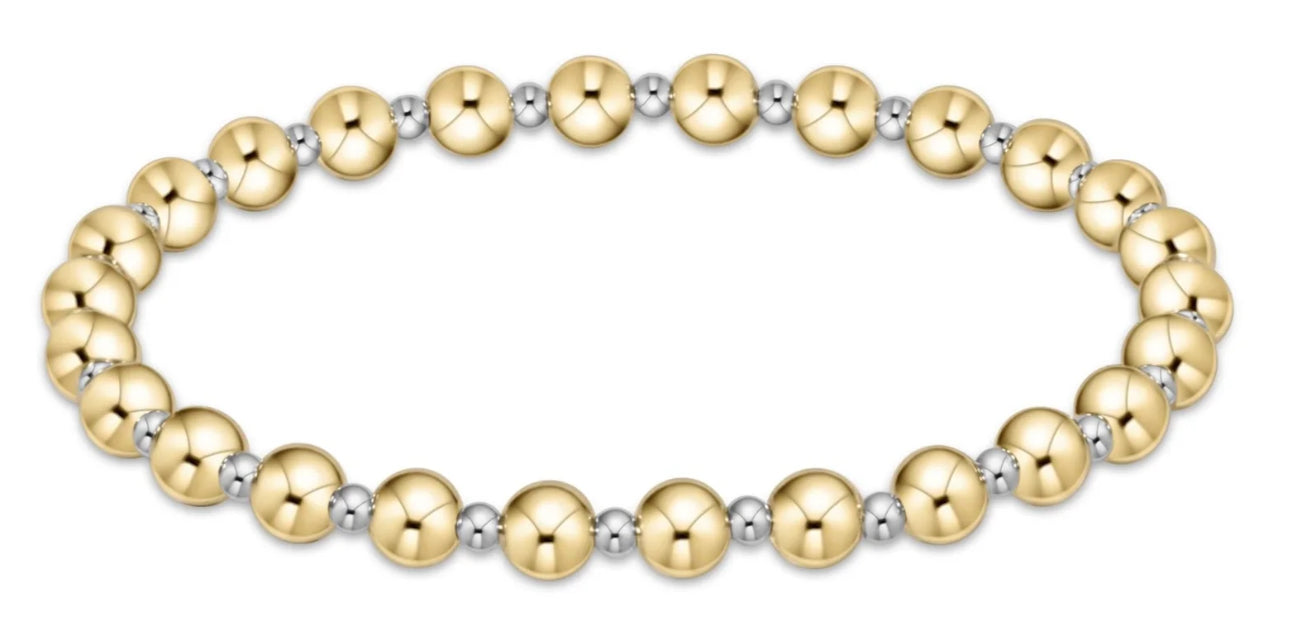 Classic Grateful Pattern 5mm Bead Bracelet - Mixed Metal