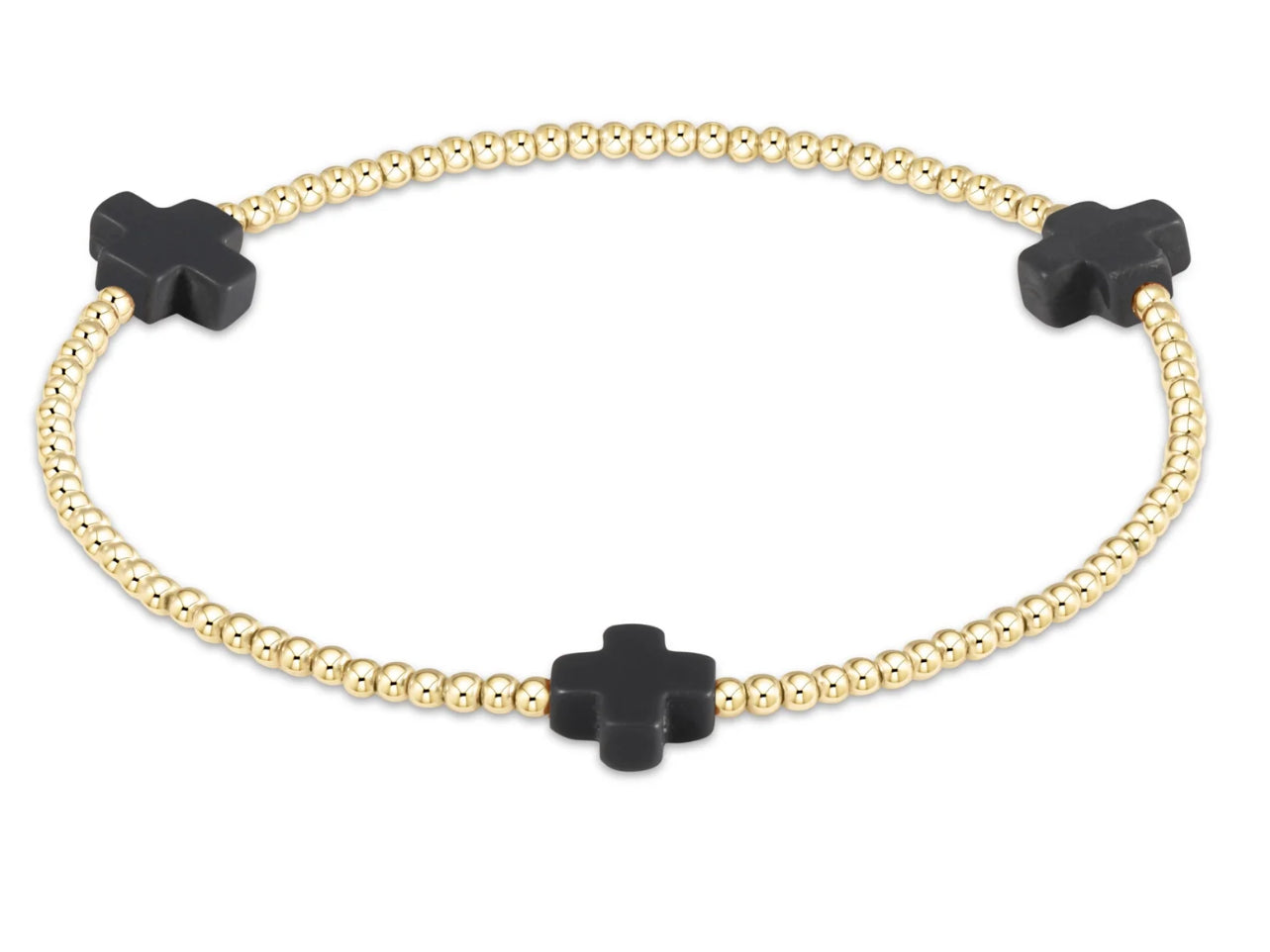 Signature Cross Gold Pattern 2mm Bead Bracelet