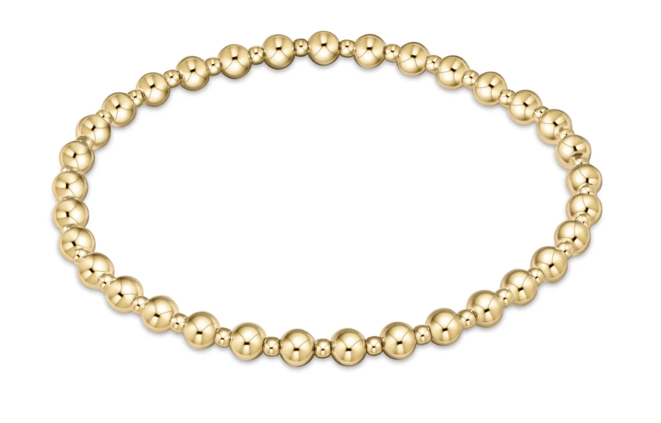 Classic Grateful Pattern 4mm Bead Bracelet - Gold