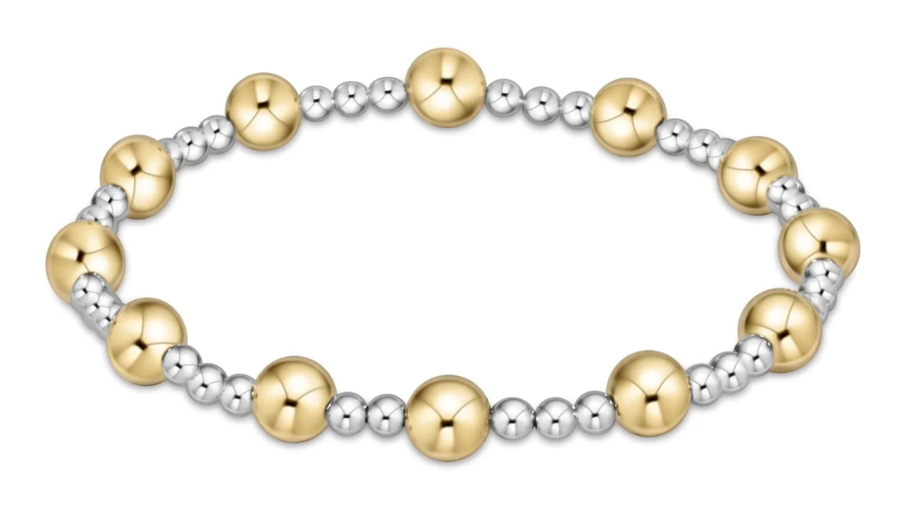 Classic Sincerity Pattern 6mm Bead Bracelet - Mixed Metal