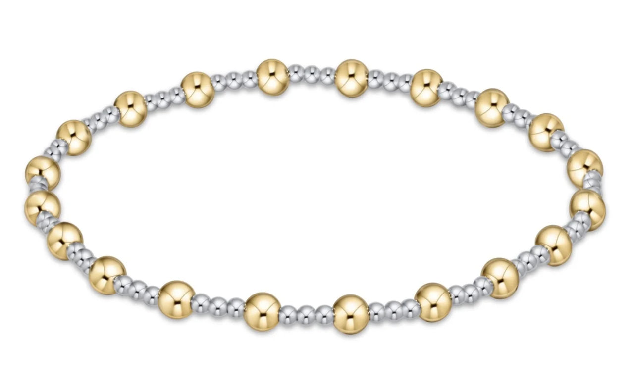Classic Sincerity Pattern 4mm Bead Bracelet - Mixed Metal