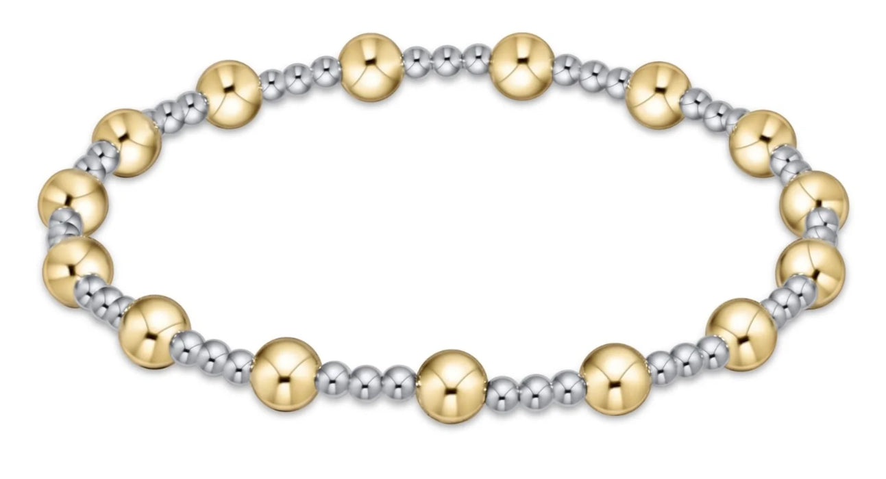 Classic Sincerity Pattern 5mm Bead Bracelet - Mixed Metal