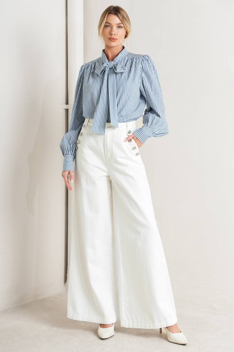 Striped Woven Blouse- #26591-3