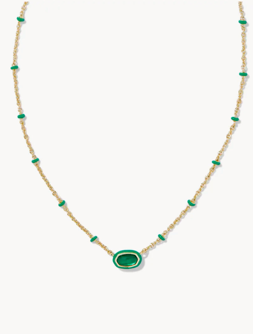 Mini Elisa Gold Enamel Frame Short Pendant Necklace