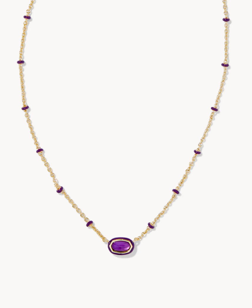 Mini Elisa Gold Enamel Frame Short Pendant Necklace