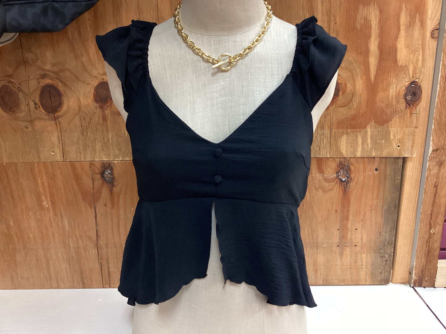 Ruffle Sleeve Heart Neck Blouse
