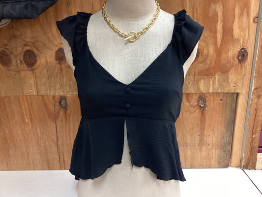 Ruffle Sleeve Heart Neck Blouse