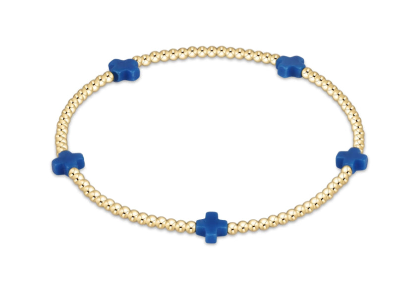 Signature Cross Small Gold Pattern 2mm Bead Bracelet