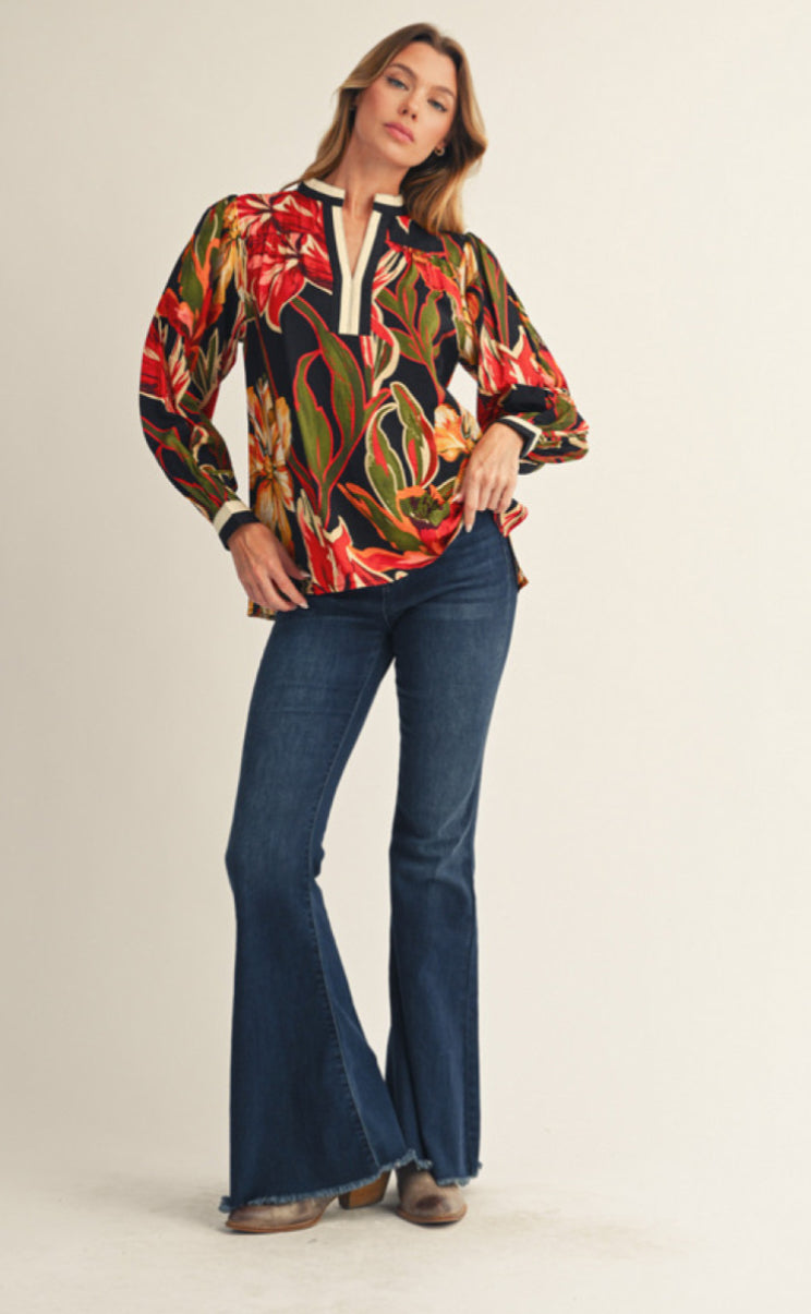 Black Floral Blouse