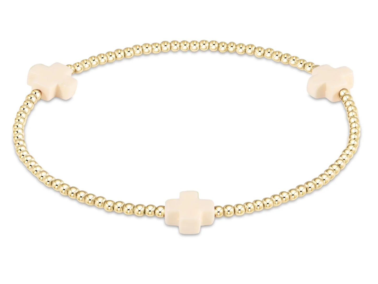 Signature Cross Gold Pattern 2mm Bead Bracelet