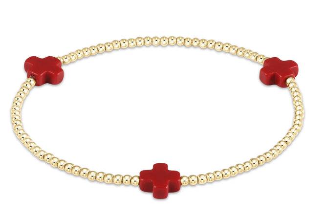 Signature Cross Gold Pattern 2mm Bead Bracelet
