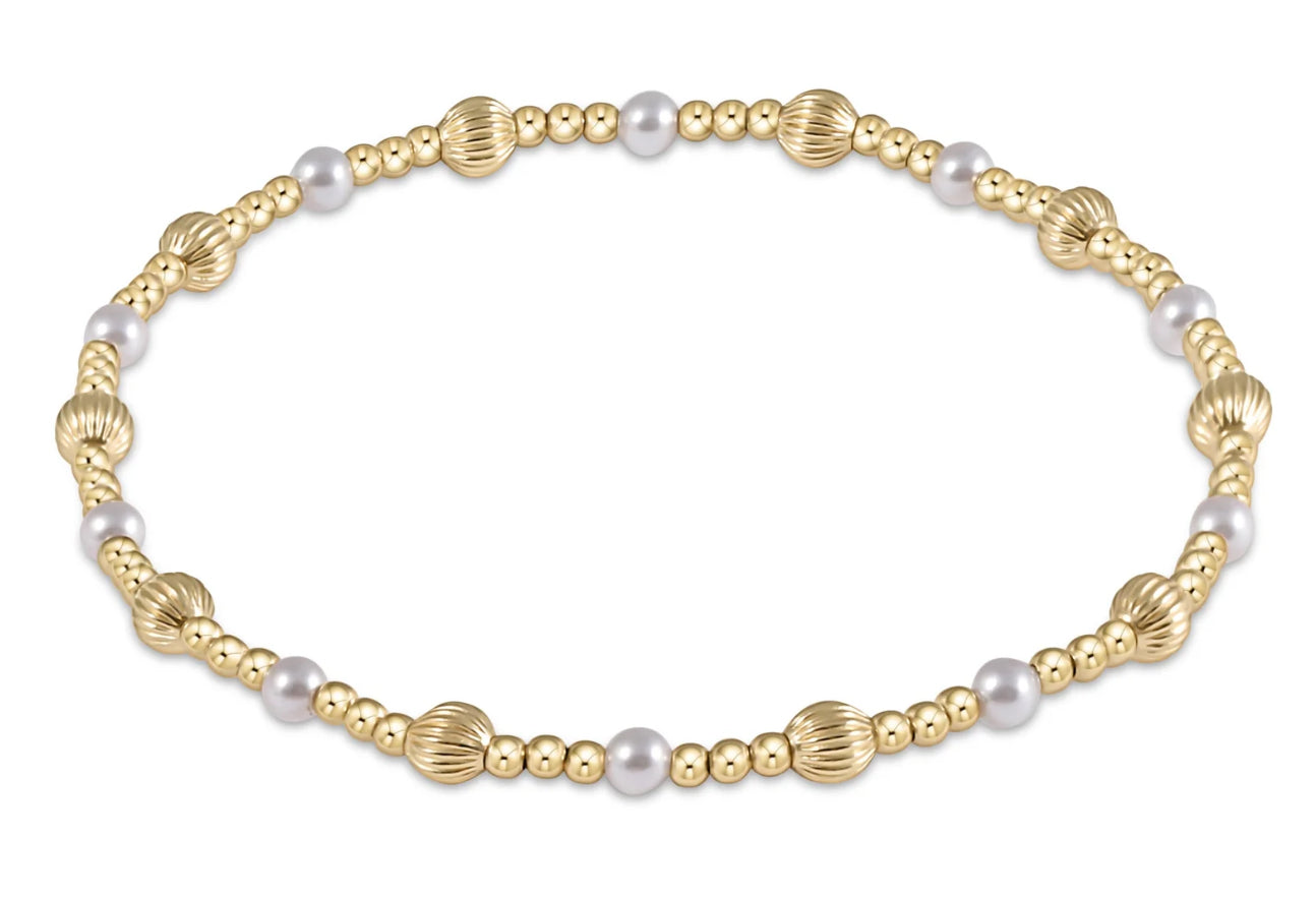 Dignity Sincerity Pattern 4mm Bead Bracelet - Pearl