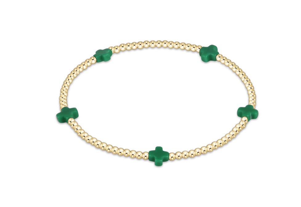 Signature Cross Small Gold Pattern 2mm Bead Bracelet