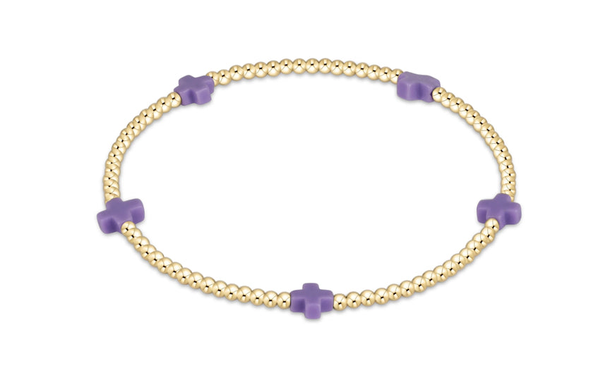 Signature Cross Small Gold Pattern 2mm Bead Bracelet