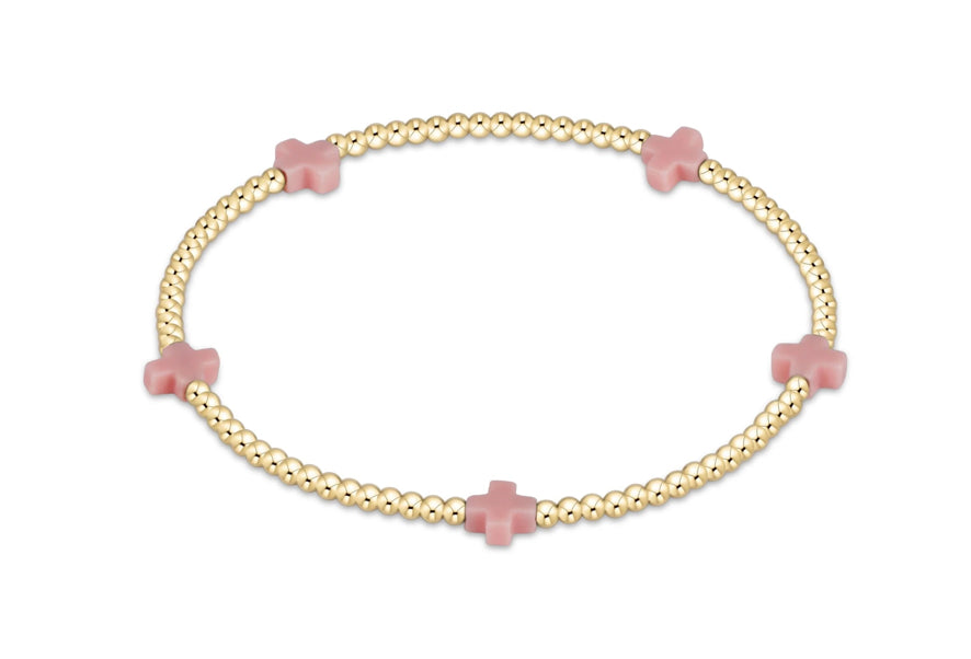 Signature Cross Small Gold Pattern 2mm Bead Bracelet