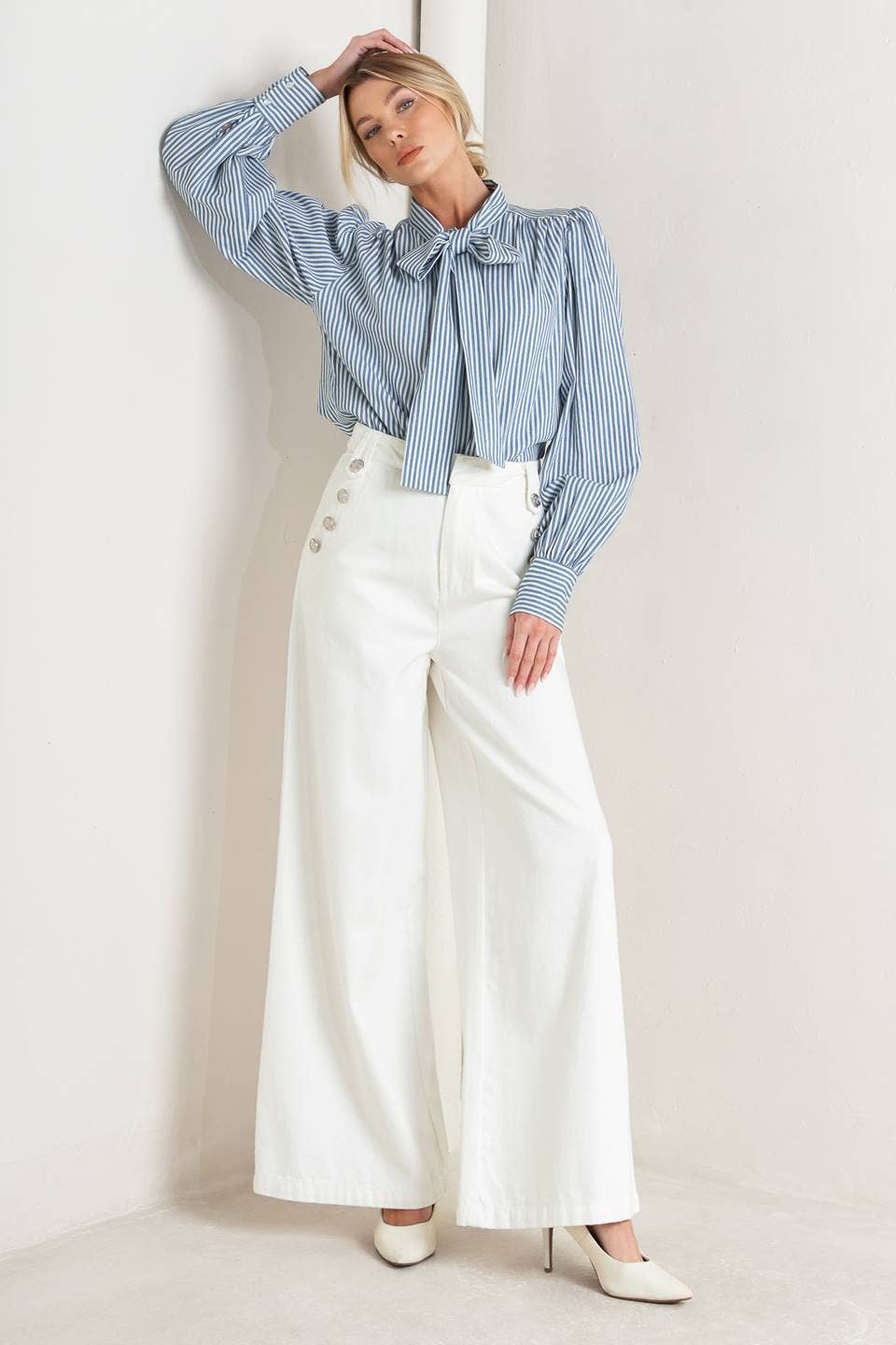 Striped Woven Blouse- #26591-3