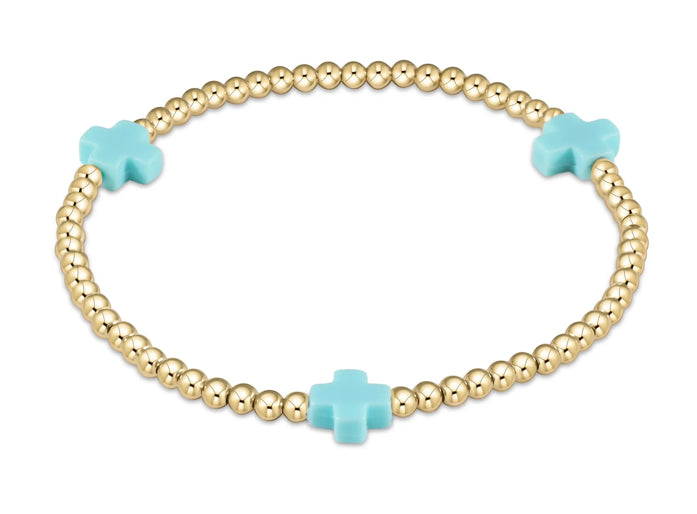 Signature Cross Gold Pattern 3mm Bead Bracelet
