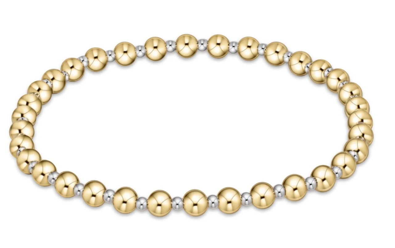 Classic Grateful Pattern 4mm Bead Bracelet - Mixed Metal