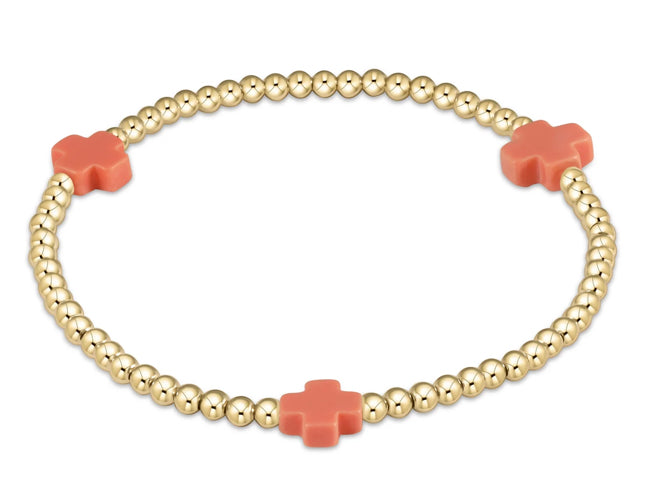 Signature Cross Gold Pattern 3mm Bead Bracelet