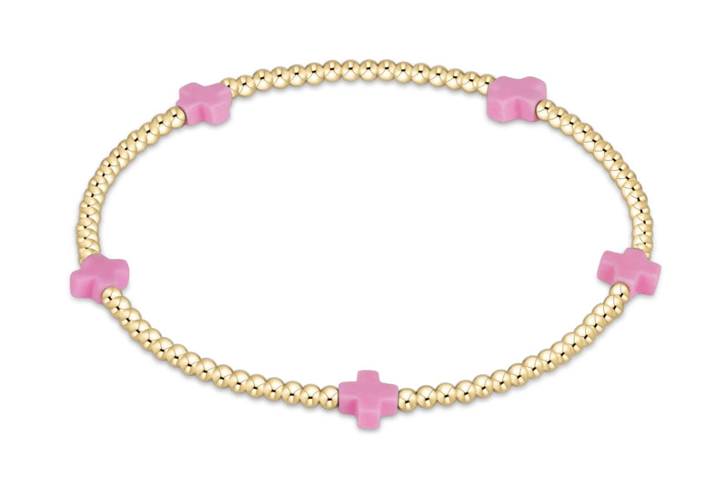 Signature Cross Small Gold Pattern 2mm Bead Bracelet
