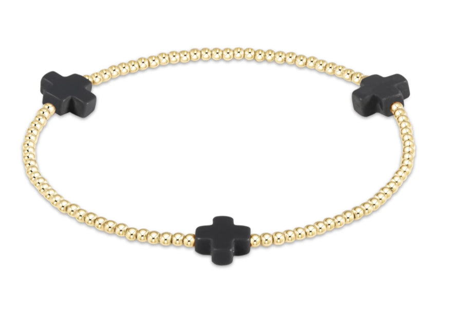 Signature Cross Gold Pattern 2mm Bead Bracelet