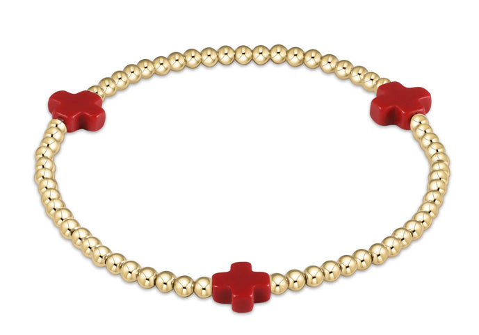 Signature Cross Gold Pattern 3mm Bead Bracelet