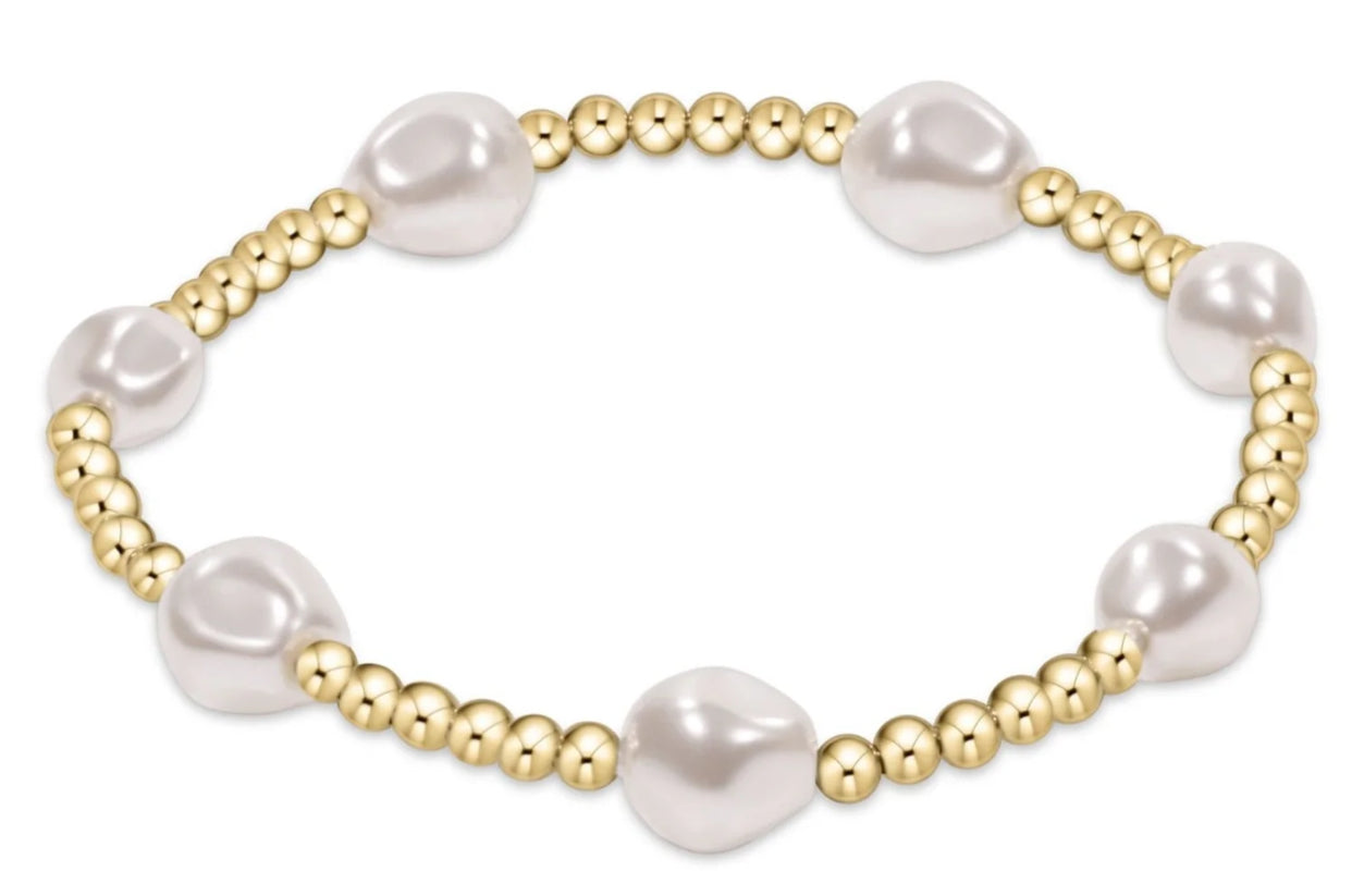Admire Gold 3mm Bead Bracelet - Pearl
