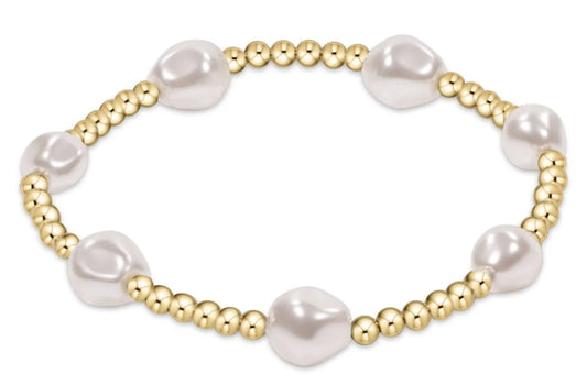Admire Gold 3mm Bead Bracelet - Pearl
