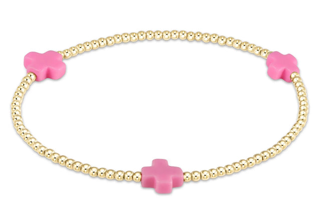 Signature Cross Gold Pattern 2mm Bead Bracelet
