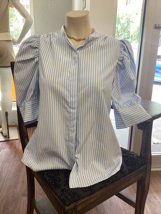Puff Sleeve Collared Top