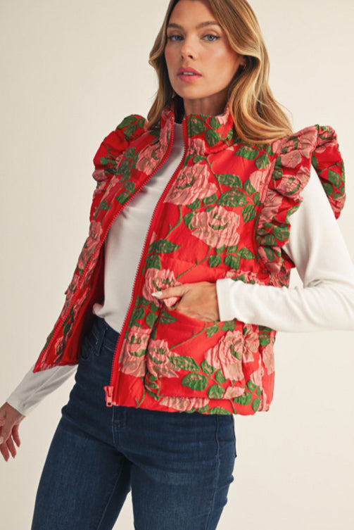 Floral Puffer Vest