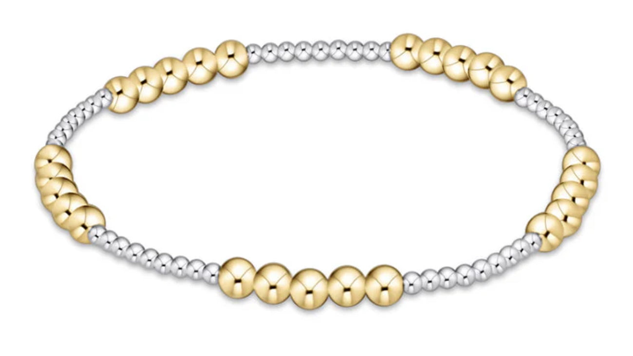 Classic Blissful Pattern 2mm Bead Bracelet - 4mm Mixed Metal