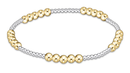 Classic Blissful Pattern 2mm Bead Bracelet - 4mm Mixed Metal