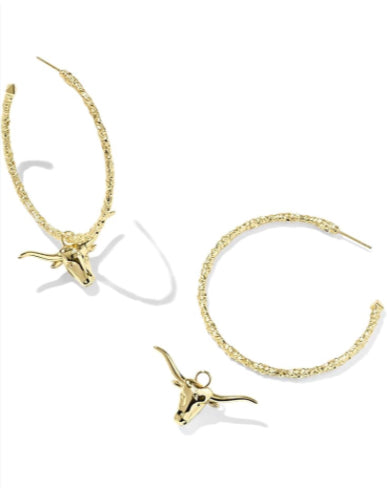 Gold Longhorns Hoop Earrings