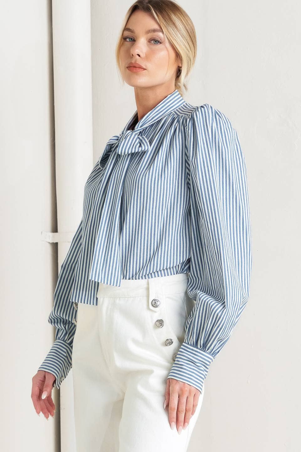 Striped Woven Blouse- #26591-3