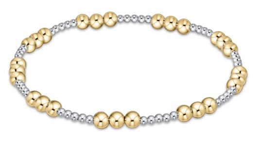 Classic Joy Pattern 4mm Bead Bracelet - Mixed Metal