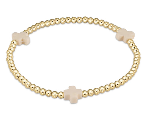 Signature Cross Gold Pattern 3mm Bead Bracelet