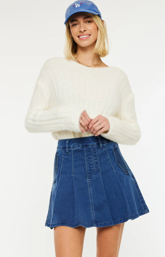 High Rise Pleated Mini Skort