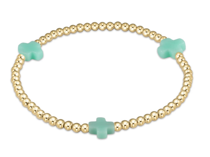 Signature Cross Gold Pattern 3mm Bead Bracelet