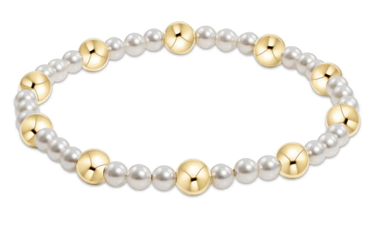 Pearl Sincerity Pattern 4mm Bead Bracelet - 6mm Gold