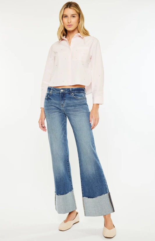 Mid Rise Wide Flare Jeans