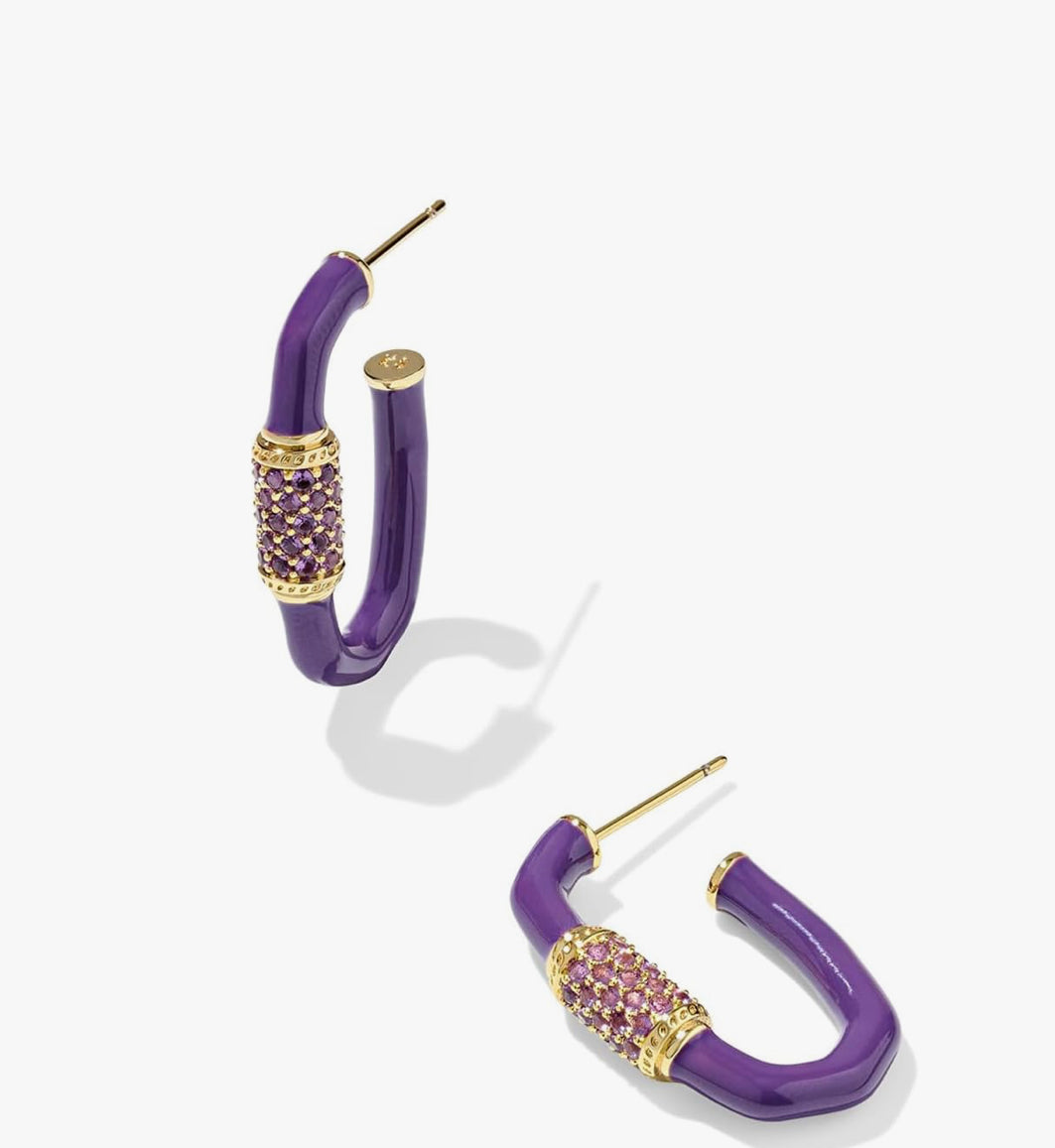Emery Enamel Hoop Gold Earrings