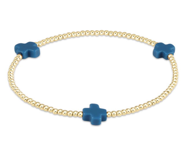 Signature Cross Gold Pattern 2mm Bead Bracelet