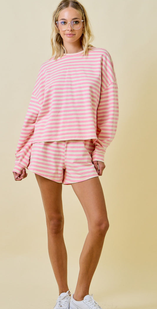 Striped Terry Lounge Set Longe Sleeve