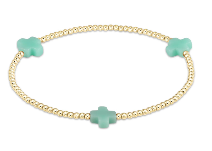 Signature Cross Gold Pattern 2mm Bead Bracelet