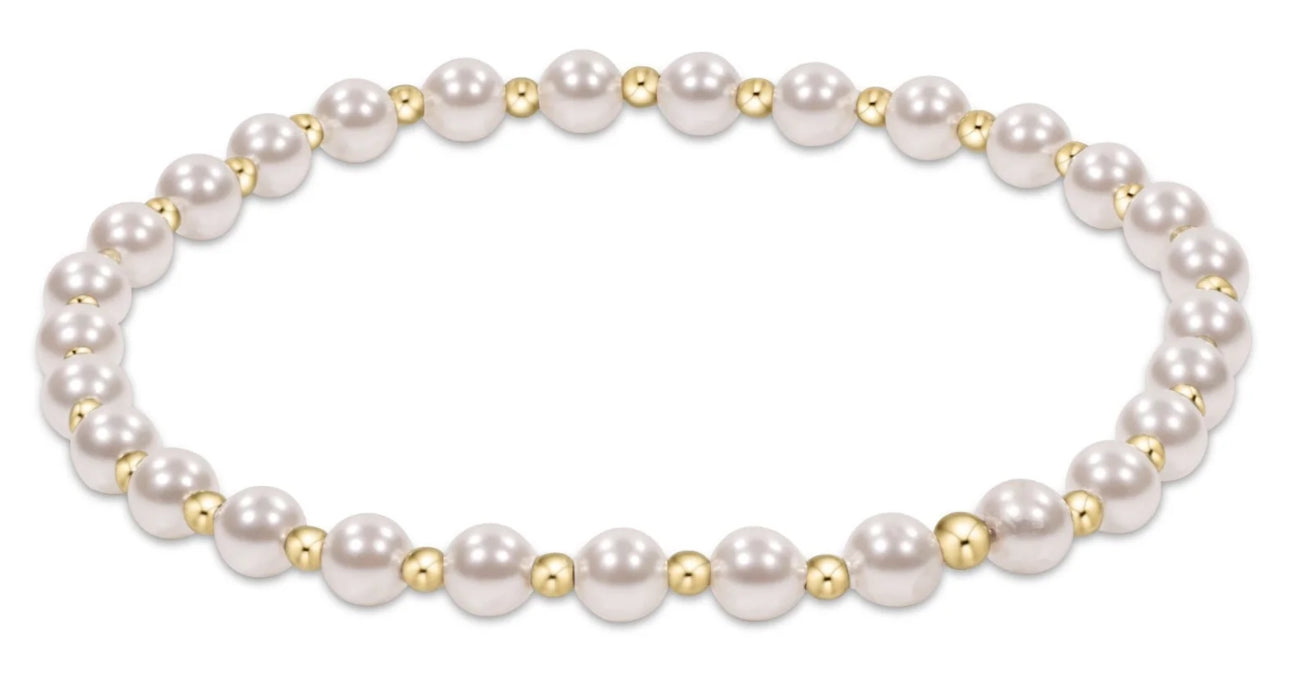 Classic Grateful Pattern 4mm Bead Bracelet - Pearl