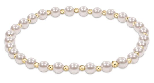 Classic Grateful Pattern 4mm Bead Bracelet - Pearl
