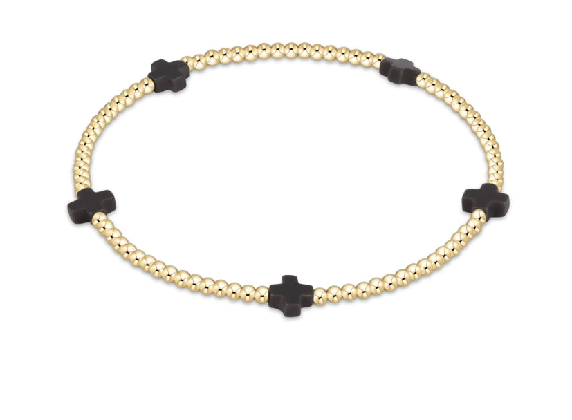 Signature Cross Small Gold Pattern 2mm Bead Bracelet