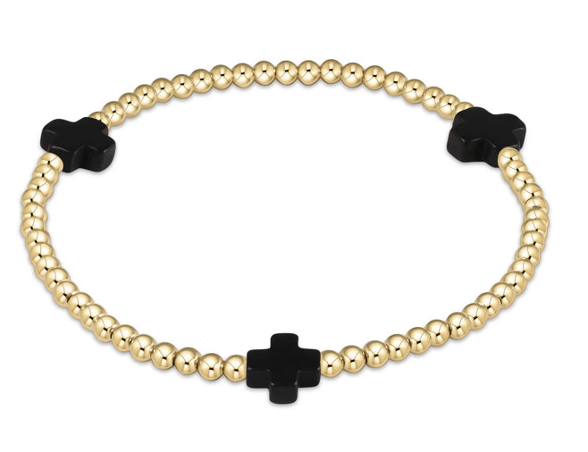 Signature Cross Gold Pattern 3mm Bead Bracelet